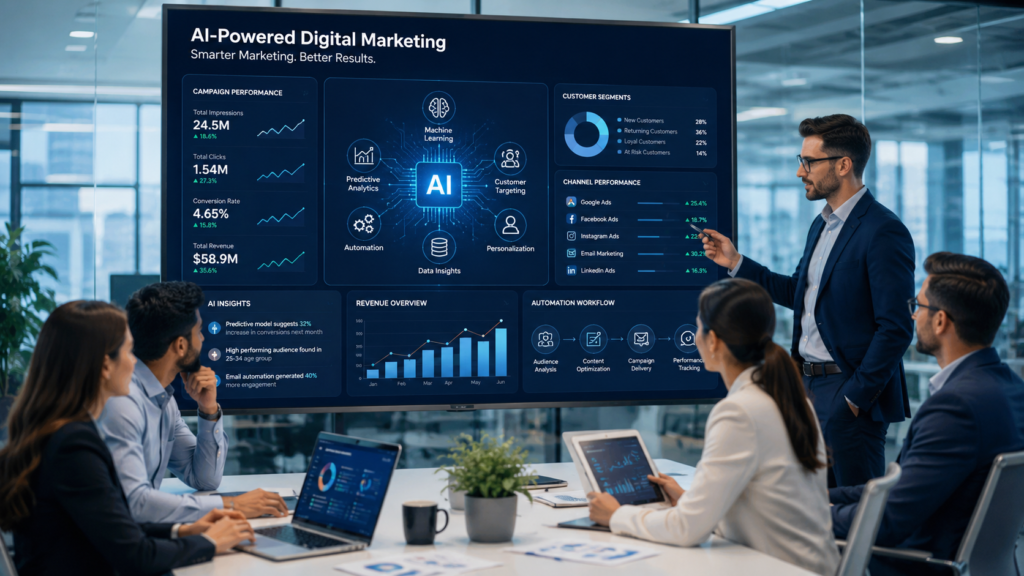 AI-Powered Digital Marketing helping businesses improve marketing performance through automation and data-driven strategies
